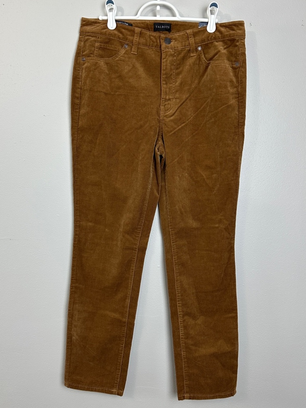Talbots High Waist Straight-Leg Chestnut Brown Corduroy Pants